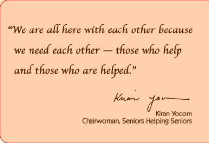 We are all here with each other because we need each other – those who help and those who are helped.