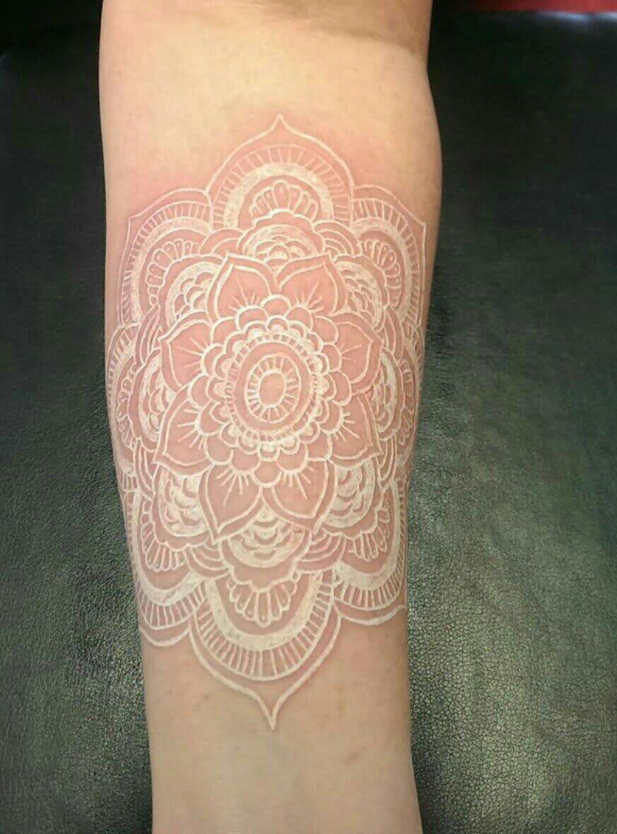 White Hippie Flower Tattoo Design For Forearm