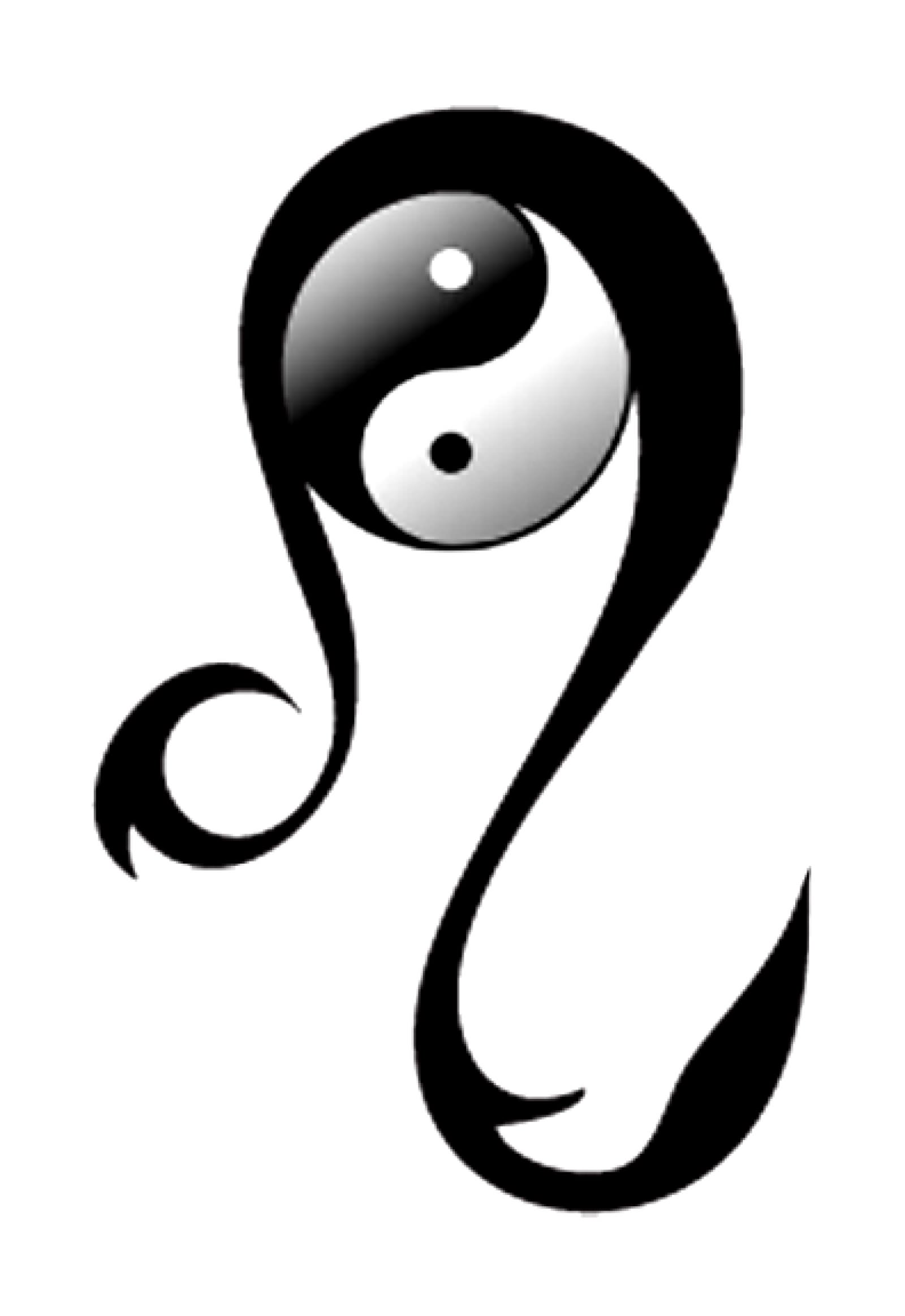 Yin Yang With Leo Symbol Tattoo Design