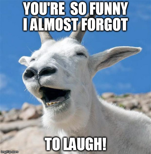 You Are So Funny I Almost Forgot To Laugh Funny Goat Meme Image