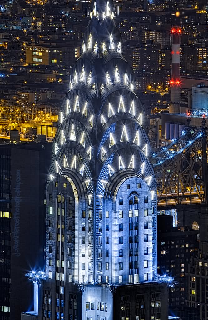 Adorable Blue And White Lights On Chrysler Building
