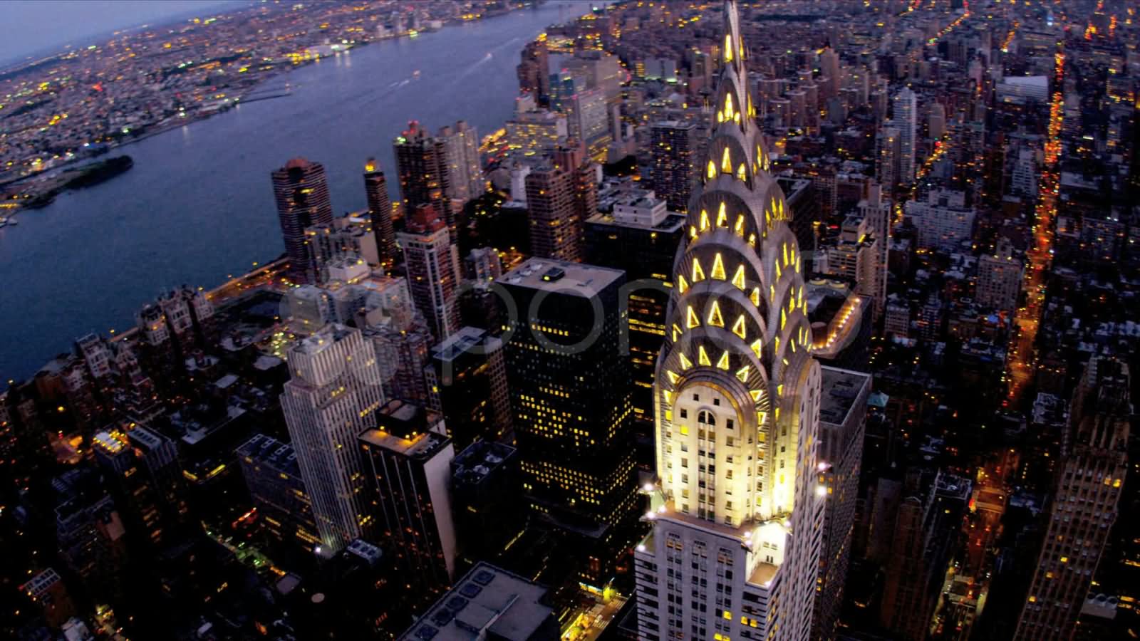 Aerial Night View Of Chrysler Building Picture