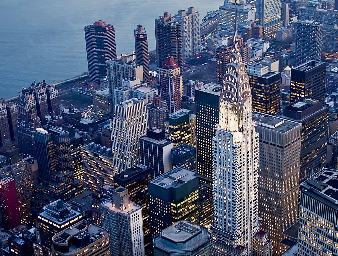 Aerial Night View Of The Chrysler Building