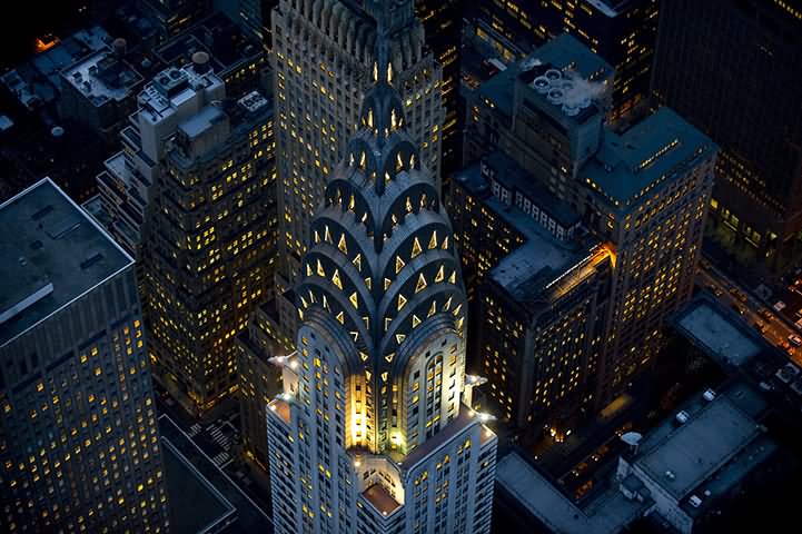 Aerial View Of Chrysler Building At Night