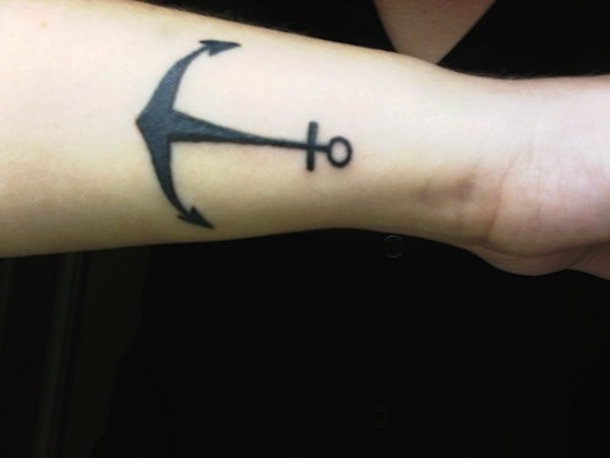 Amazing Black Anchor Tattoo On Wrist