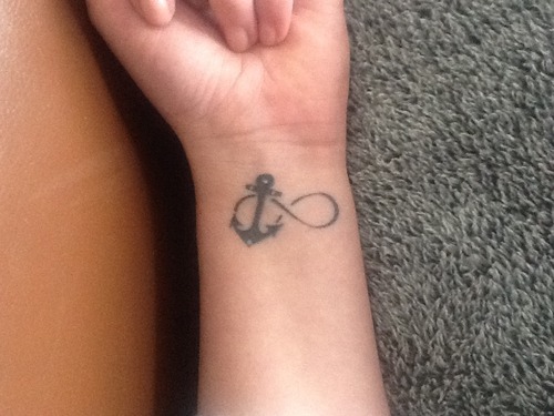 Amazing Infinity And Anchor Tattoo On Left Wrist