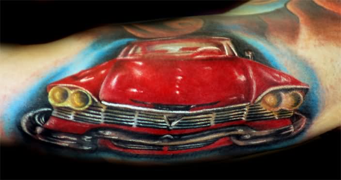 Amazing Red Car Tattoo