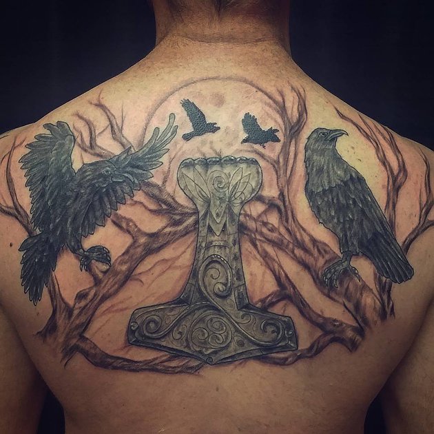 35+ Odin's Raven Tattoo Designs, Images And Pictures