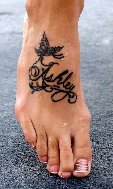 Ashley – Feminine Butterfly Tattoo On Girl Foot