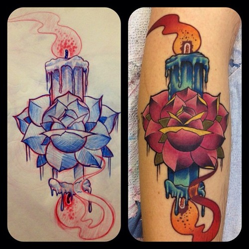 Awesome Candle Burning at Both Ends Tattoo Design