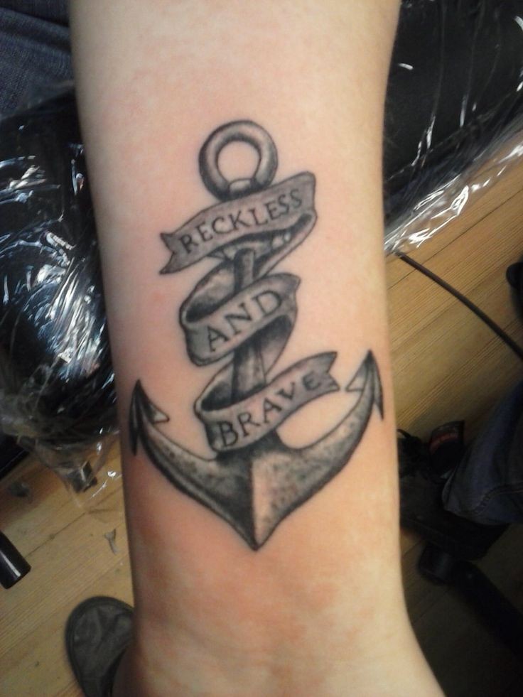 Banner And Anchor Wrist Tattoo For Girls