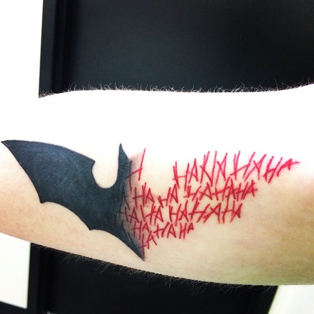 Batman Joker Tattoo On Bicep
