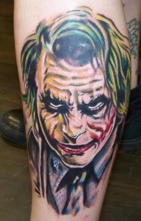 Batman Joker Tattoo On Left Leg