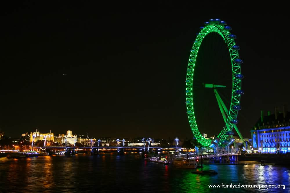 Beautiful Green London Eye At Night