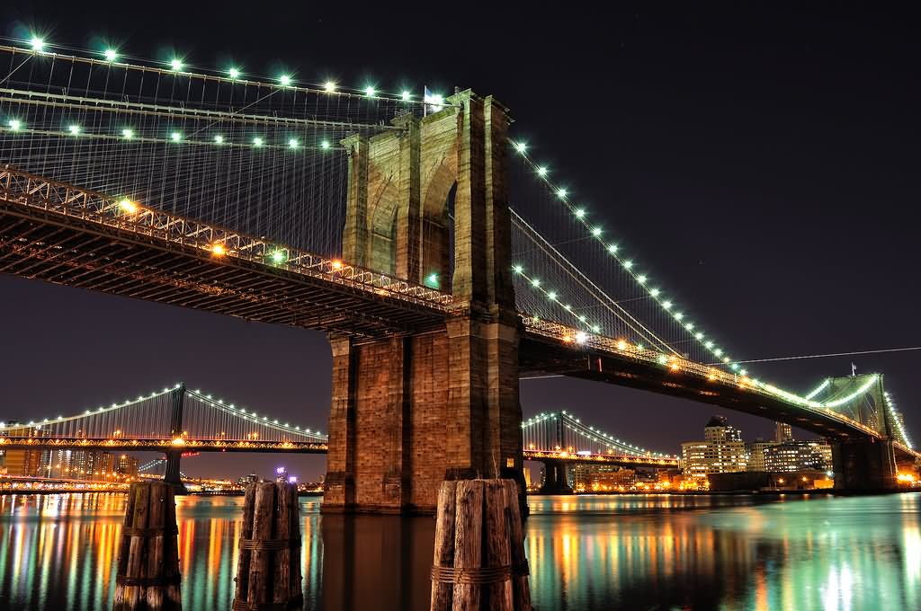 Beautiful Night View Of Brooklyn Bridge
