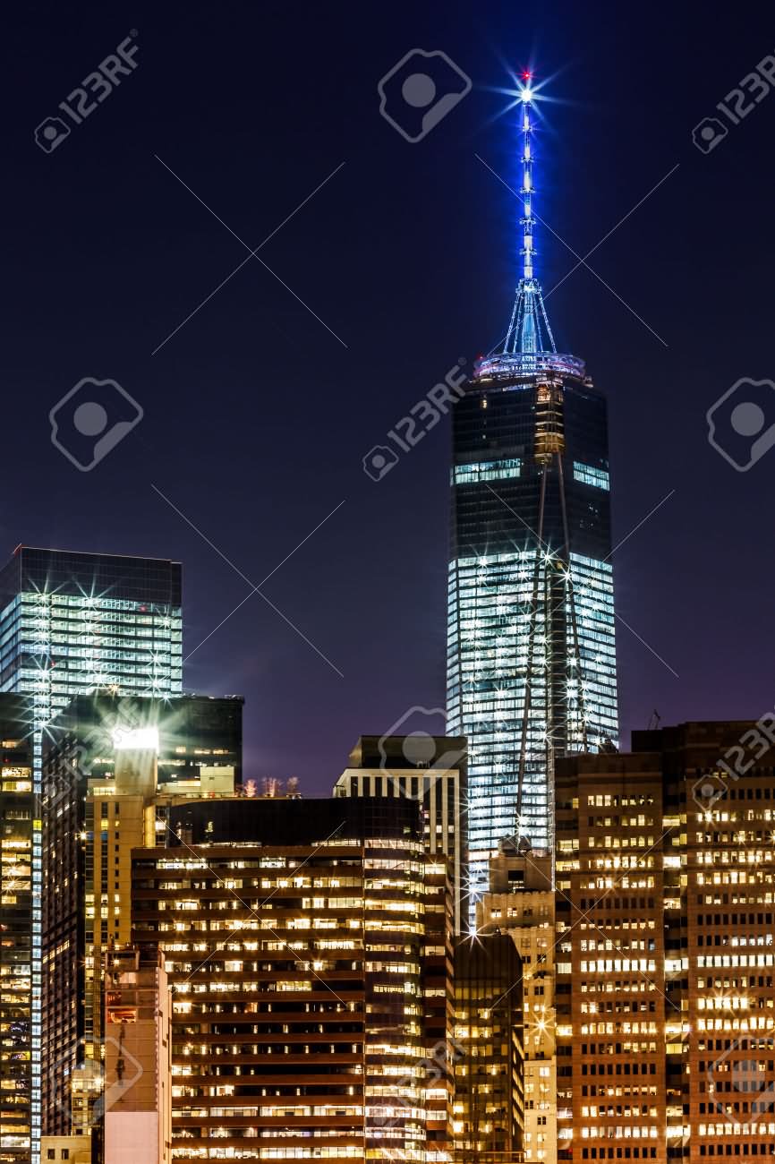 Beautiful Night View Of One World Trade Center Picture