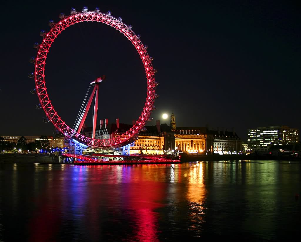 Beautiful Water Reflection Of London Eye At Night