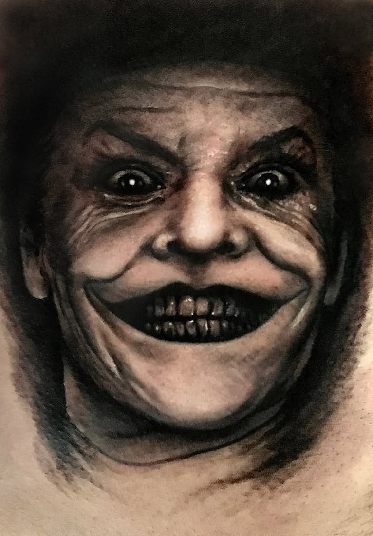 Black And Grey Joker Tattoo by Craig Mackay