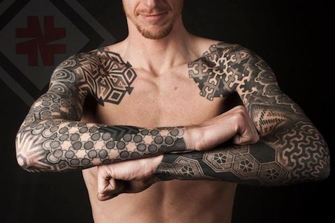 Black And Grey Scandinavian Tattoos On Both Sleeve
