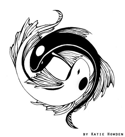 Black And White Yin Yang Fish Tattoo Design by Ash Night