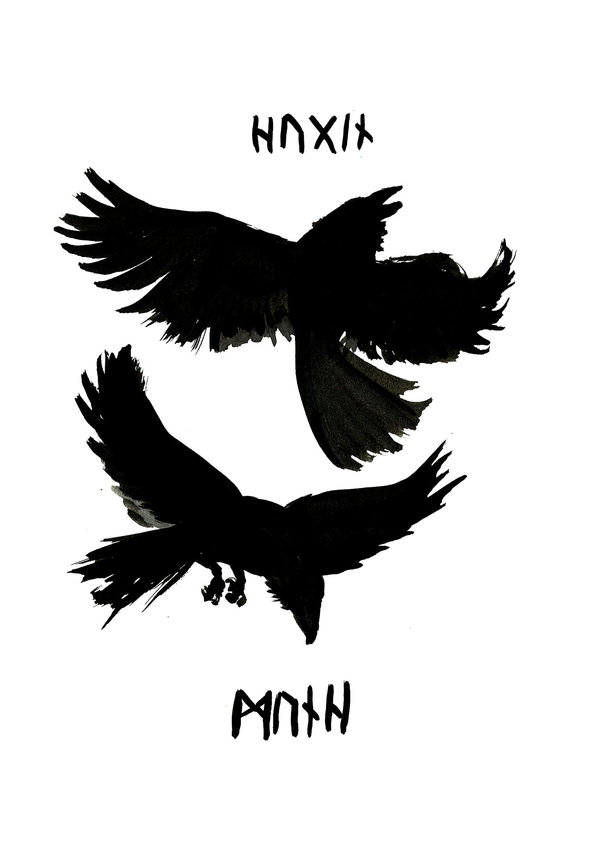 Black Odin's Raven Tattoo Designs
