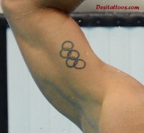 Black Olympic Symbol Tattoo Design For Bicep