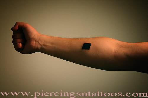 Black Square Tattoo On Right Forearm