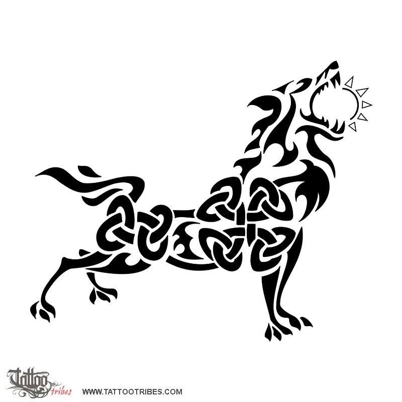 Black Tribal Fenrir Wolf Tattoo Design