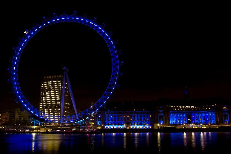 Blue London Eye At Night