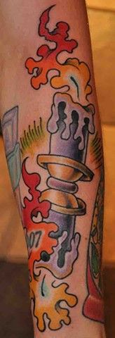 Burning Candle at Both Ends Tattoo by John Laramy
