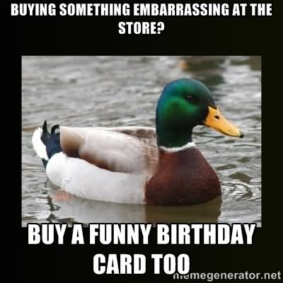 Buying Something Embarrassing At The Store Funny Duck Meme Image