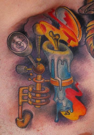 Candle Burning At Both Ends Tattoo With Pressure Gauge