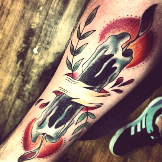 Candle Burning At Both Ends Tattoo on Forearm