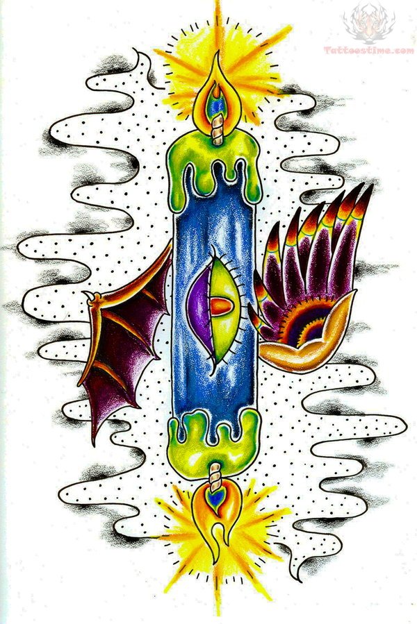 Candle burning at both ends tattoo design