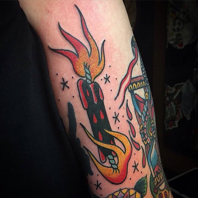 Candle Burning at Both Ends Tattoo on Forearm by eli_falconette