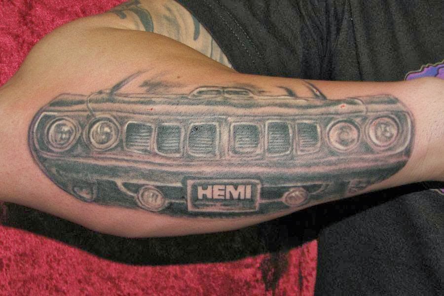 Car Front Tattoo On Right Forearm For Men