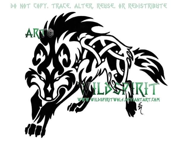Celtic Fenrir Wolf Tattoo Design by Wildspirit