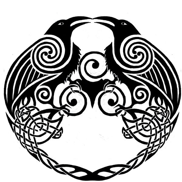 Celtic Norse Raven Tattoo Design by Dawbun