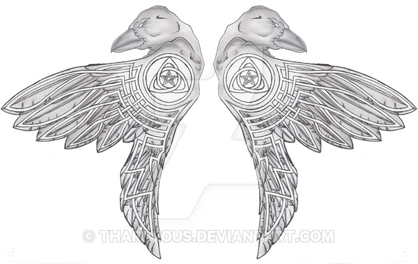 Celtic Norse Raven Tattoo Designs by Tharivious