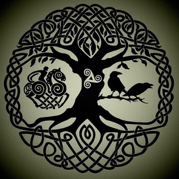 Celtic Tree And Hugin And Munin Tattoo Design
