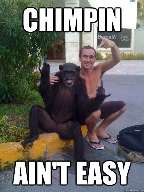 Chimpin Ain't Easy Funny Monkey Meme Image