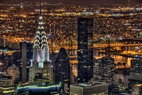 Chrysler Building Aerial View At Night Picture