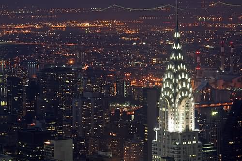 Chrysler Building And Manhattan City Night View Image