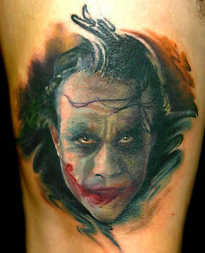 Color Ink Joker Head Tattoo