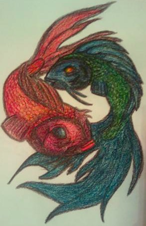 Colored Yin Yang Fish Tattoo by Gryffin Tattoo