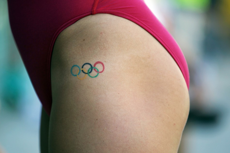 Colorful Olympic Symbol Tattoo Design For Side Thigh