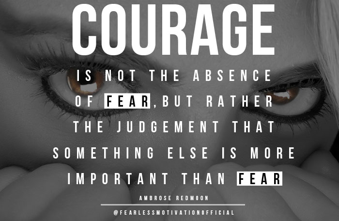 Courage is not the absence of fear, but rather the judgment that something else is more important than fear.