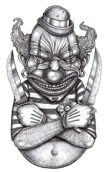 Evil Clown Joker Tattoo Design
