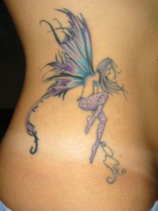 Feminine Fairy Tattoo Design For Side Rib