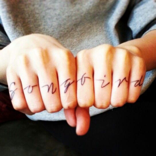 Feminine Script Tattoo On Both Hand Finger